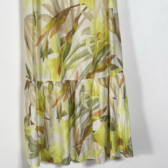 H&M Strappy Midi Dress Womens Sz M Cream Floral Drawstring Detail - Picture 6 of 13